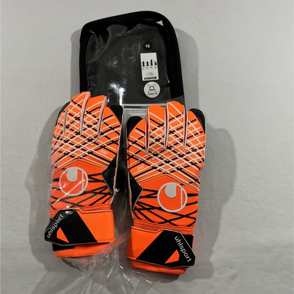 Uhlsport Soft Resist Orange Black Goalkeeper Gloves Sz 10 Classic Cut New